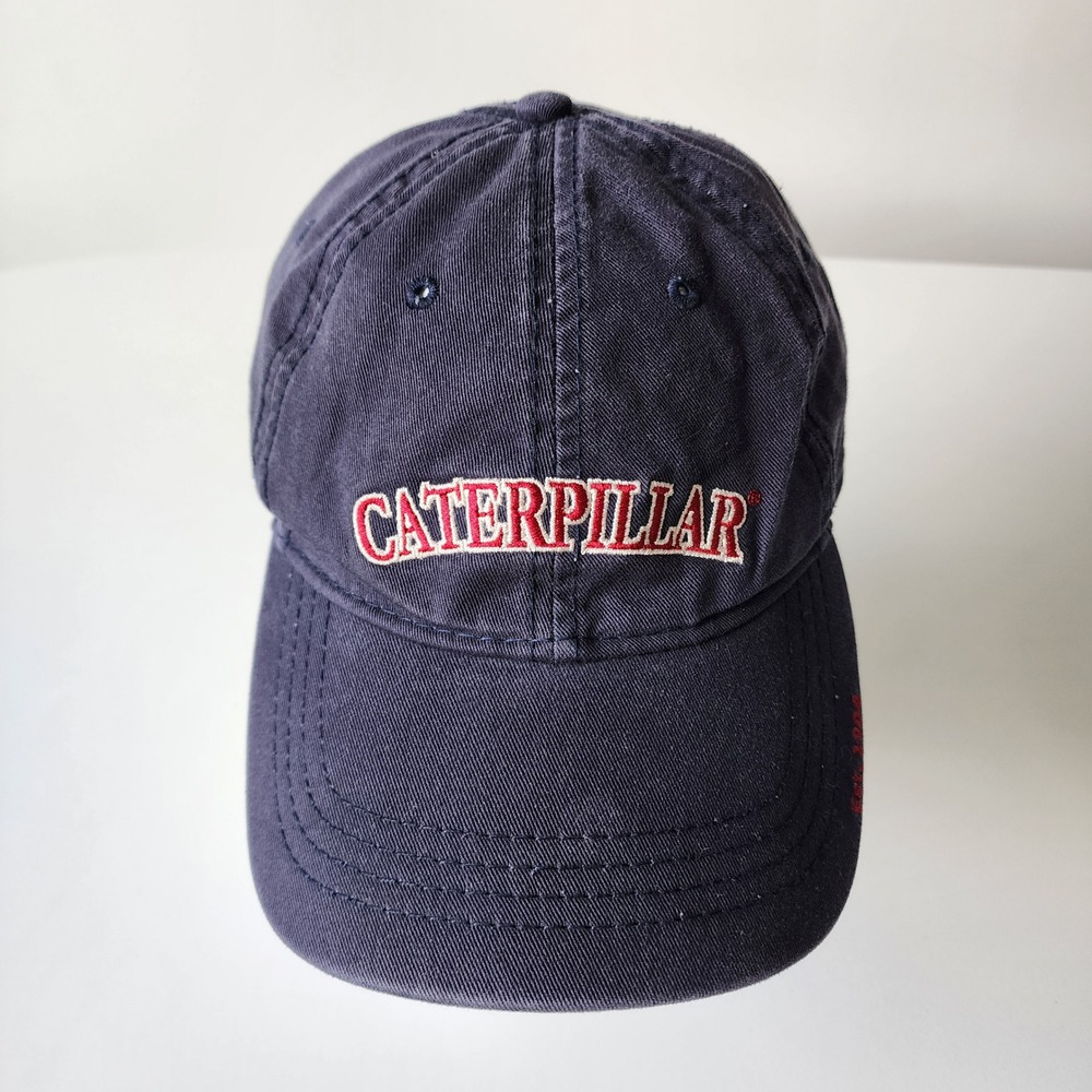 Caterpillar Baseball Hat‎ Navy Blue Embroidered Logo Adjustable Dad Cap CAT